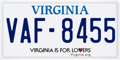 VA license plate VAF8455