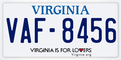 VA license plate VAF8456