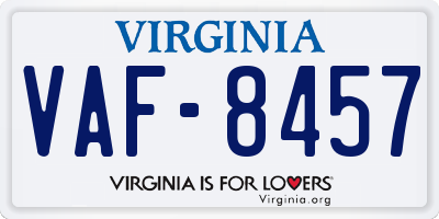 VA license plate VAF8457