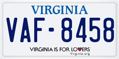 VA license plate VAF8458