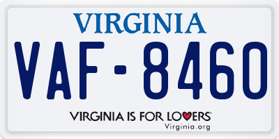 VA license plate VAF8460
