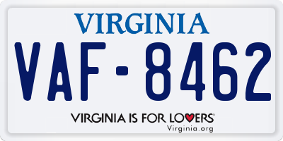VA license plate VAF8462