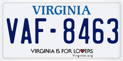 VA license plate VAF8463