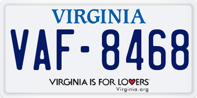 VA license plate VAF8468