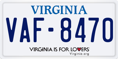 VA license plate VAF8470
