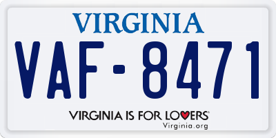 VA license plate VAF8471