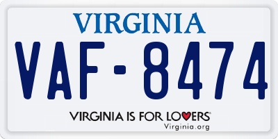 VA license plate VAF8474