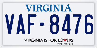 VA license plate VAF8476