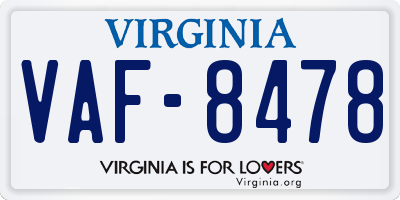 VA license plate VAF8478