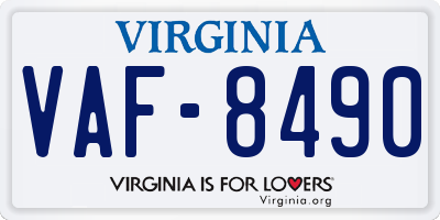 VA license plate VAF8490