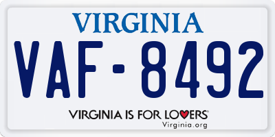 VA license plate VAF8492