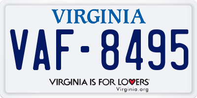 VA license plate VAF8495