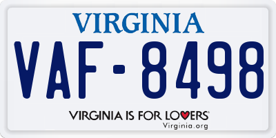 VA license plate VAF8498