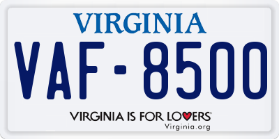 VA license plate VAF8500
