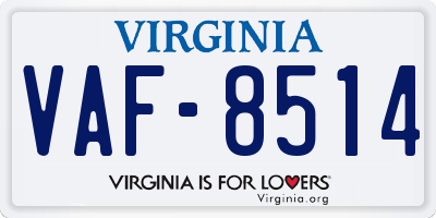 VA license plate VAF8514