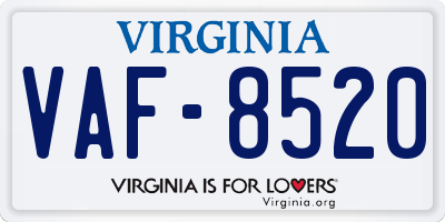 VA license plate VAF8520