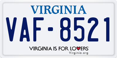 VA license plate VAF8521
