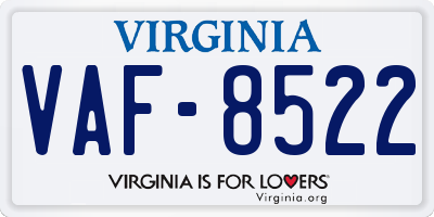 VA license plate VAF8522