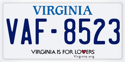 VA license plate VAF8523