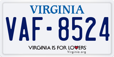 VA license plate VAF8524