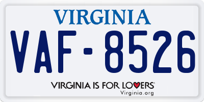 VA license plate VAF8526