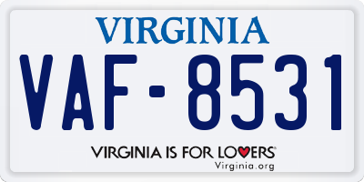 VA license plate VAF8531
