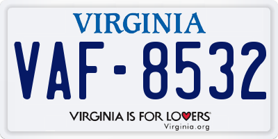 VA license plate VAF8532