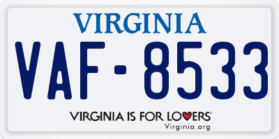 VA license plate VAF8533