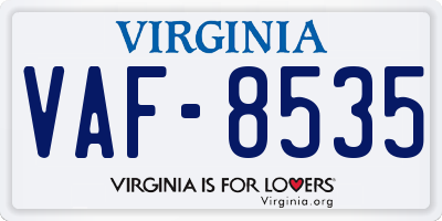 VA license plate VAF8535