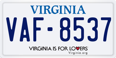 VA license plate VAF8537