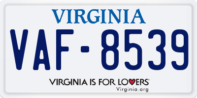 VA license plate VAF8539