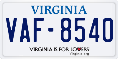 VA license plate VAF8540