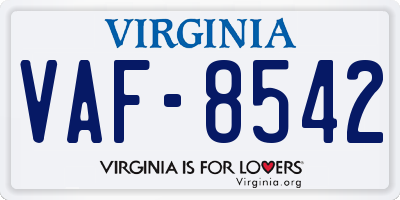 VA license plate VAF8542