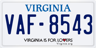 VA license plate VAF8543