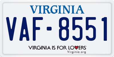 VA license plate VAF8551