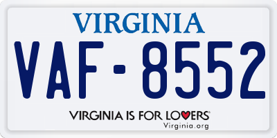 VA license plate VAF8552