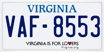 VA license plate VAF8553
