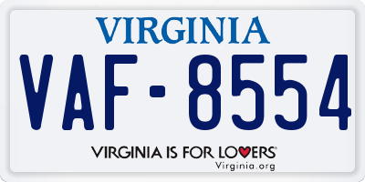 VA license plate VAF8554