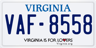 VA license plate VAF8558