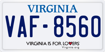 VA license plate VAF8560