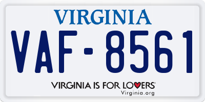 VA license plate VAF8561