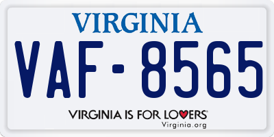VA license plate VAF8565