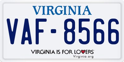 VA license plate VAF8566