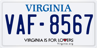 VA license plate VAF8567
