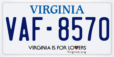 VA license plate VAF8570