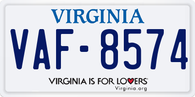 VA license plate VAF8574