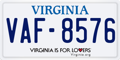 VA license plate VAF8576