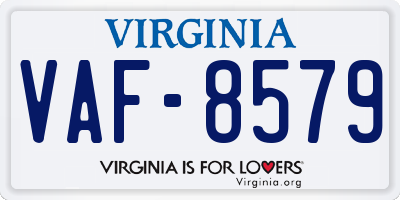 VA license plate VAF8579