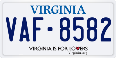 VA license plate VAF8582