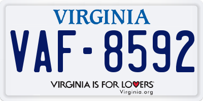 VA license plate VAF8592